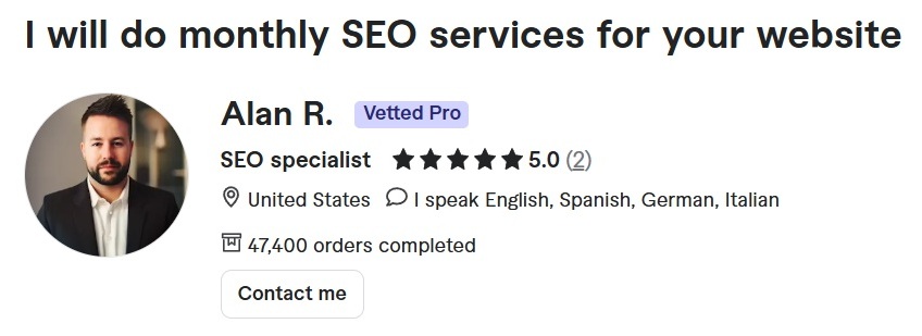 monthly seo packages from Alan R.
