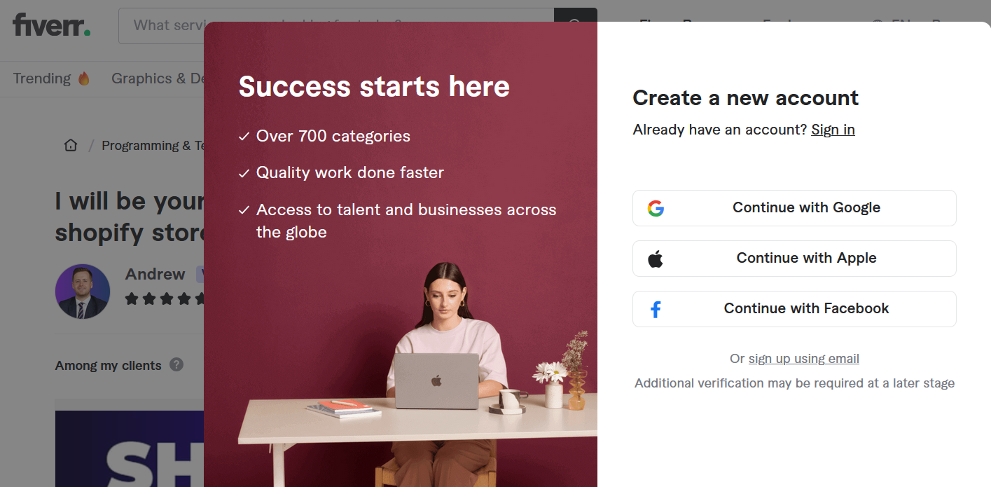 fiverr pro register now